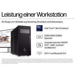HP Z2 Tower G1i Intel Core Ultra 9 285K Ultra 9 285K, RTX 2000 Ada, 16 GB GDDR6 dedicated, 64 GB DDR5, 1TB PCIe 5x4 M.2 SSD, Win11 Pro