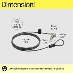 HP Essential Nano Kombinationskabelschloss, 1,83 m,...