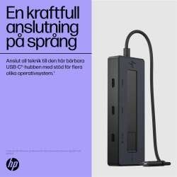 HP Universal USB-C Multiport-Hub, USB Typ-C, USB 3.2 Gen 2 (3.1 Gen 2) Type-C, 10000 Mbit/s, Schwarz, 4K Ultra HD, 116 mm Umfasst 1 Jahr beschränkte HP Standardgarantie