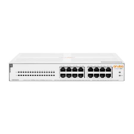 HPE Aruba Networking Aruba Instant On 1430 16G Class4 PoE 124W, Unmanaged, L2, Gigabit Ethernet (10/100/1000), Power over Ethernet (PoE), Rack-Einbau, 1U HPE Renew Produkt,  Instant On 1430 Switch - 16G Klasse4 PoE 124 W