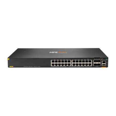 HPE Aruba Networking CX 6300F 24-port 1GbE Class 4 PoE and 4-port SFP56 Switch, Managed, L3, Gigabit Ethernet (10/100/1000), Power over Ethernet (PoE), Rack-Einbau, 1U