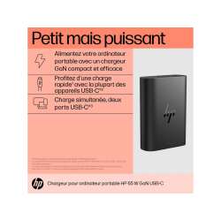 HPE HP 65 W GaN USB-C-Laptop-Ladegerät, Laptop, Drinnen, 5,9,12,15,20 V, Schwarz, 10 - 95%, Außenkarton und Polster aus Wellpappe stammen zu 100 % aus nachhaltigen Quellen und sind...