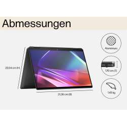 HP Spectre x360 Renew Laptop, 16-aa0739nz Intel Core Ultra 7 155H, 16 GB DDR5, 1TB SSD, 16" 3K OLED Touchscreen 500nits, Intel  Arc GPU, 8 Xe-Cores, Win11 Home, Silber, 1 Jahr Bring‑In Garantie