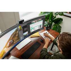 HP E45c G5 Curved Docking (Schwarz), 113 cm (44,5 Zoll) DQHD VA, 100W USB-C Power Delivery, Webcam, 1 Jahr Bring-In Garantie (HP Renew)