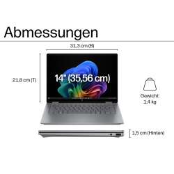 HP OmniBook X Flip aus HP Renew 2-in-1  14-fk0438nz  AMD Ryzen AI 5 340, 16 GB DDR5, 512GB SSD, 14" WUXGA 1920x1200 Touchscreen, AMD Radeon 840M, Win11 Home, Silber, 1 Jahr Bring‑In Garantie