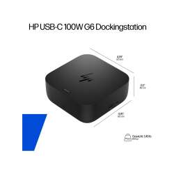 HP USB-C 100W G6 Dock, 2 USB Type-A 5 Gbit/s Signalrate (mit Ladefunktion) 1 HDMI 2.1, 2 x DisplayPort™ 1.4, 1 RJ-45 (2,5 GbE), 1 USB Type-C® 10 Gbit/s Signalrate mit 15W PD, 1 Jahr Garantie, Nachfolger v. 5TW10AA