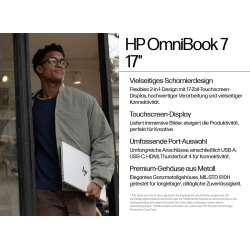 HP OmniBook 7 17 Renew OmniBook 7 NGAI 17-dc0789nz Renew Notenook Ultra 7 258V, 32 GB DDR5, 2TB SSD, 17.3" FHD 1920x1080 Touchscreen, Arc 140V GPU, Win11 Home, Silber, 2 Jahre HP Garantie